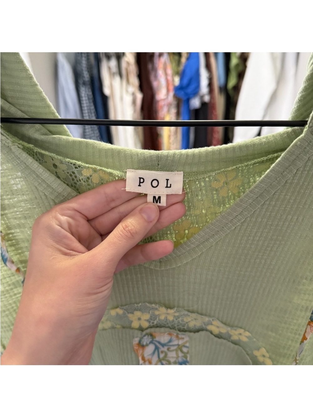 POL Boho Peace Sign Floral Lace Boho Top - Picture 6 of 6